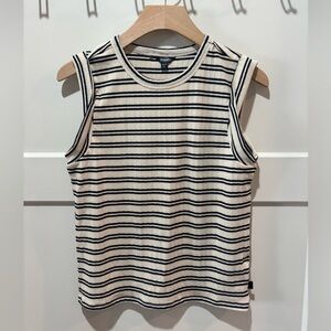 Buffalo Striped Cream and Black Sleeveless Ribbed Tank